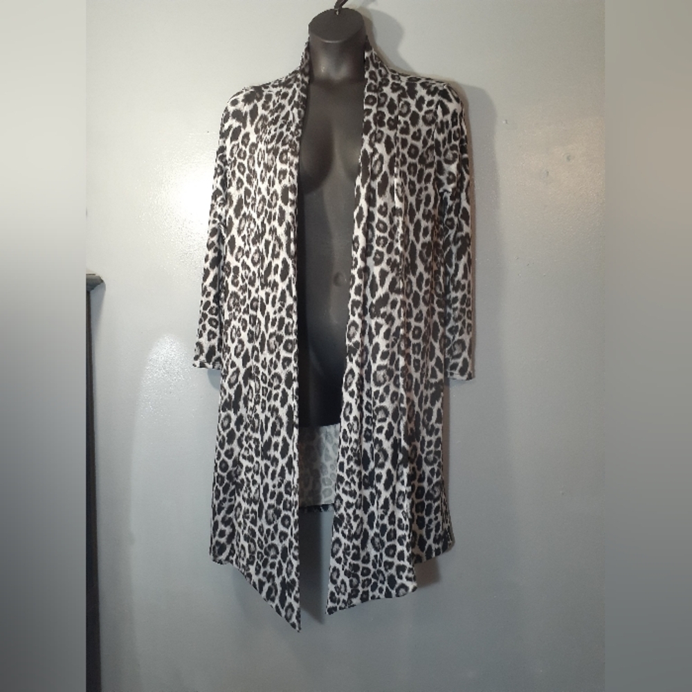 Bee Unique Leopard Print Open-Front Knit Cardigan